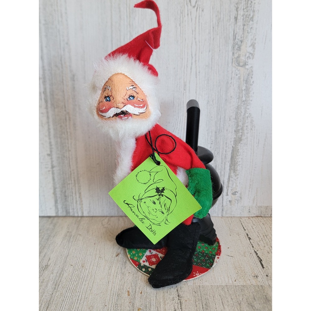 Annalee Santa Claus warming potbelly chimney Xmas mobility doll vintage home